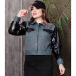 کت چهارخونه آستین چرم - مانتو پاتریس رشت