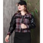 کت چهارخونه آستین چرم - مانتو پاتریس رشت