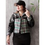 کت چهارخونه آستین چرم - مانتو پاتریس رشت