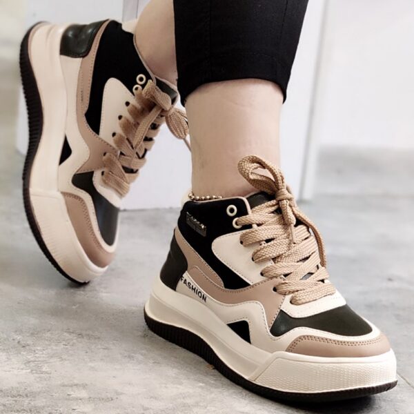 کتونی ساقدار کرم مشکی - مانتو پاتریس رشت