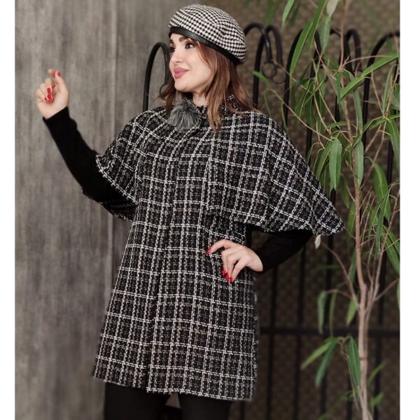 پالتو شانل آستین بافت شنل دار - مانتو پاتریس رشت