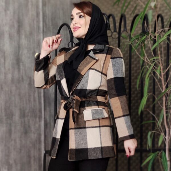 پالتو چهارخونه یقه انگلیسی - مانتو پاتریس رشت