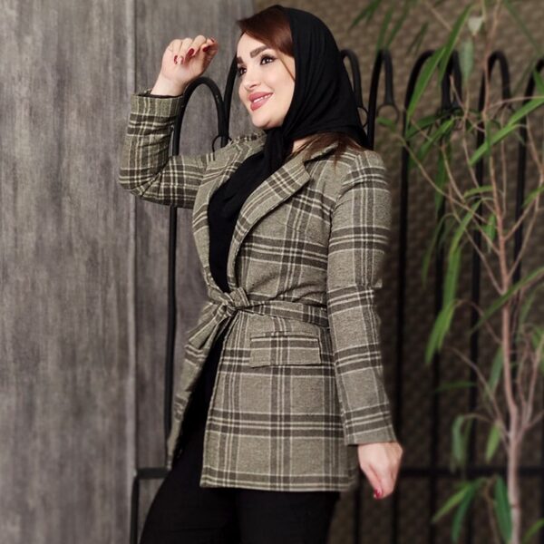 پالتو چهارخونه یقه انگلیسی - مانتو پاتریس رشت