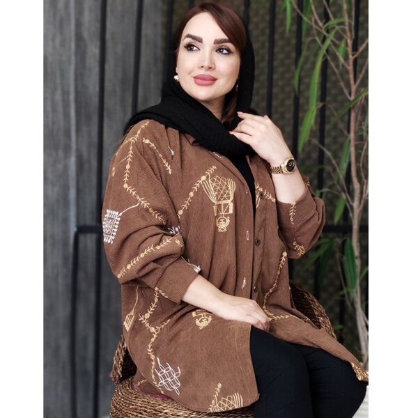 مانتو مخمل کبریتی طلاکوب پانچ - مانتو پاتریس رشت