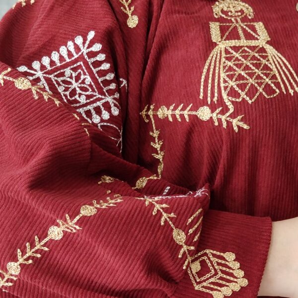 مانتو مخمل کبریتی طلاکوب پانچ - مانتو پاتریس رشت