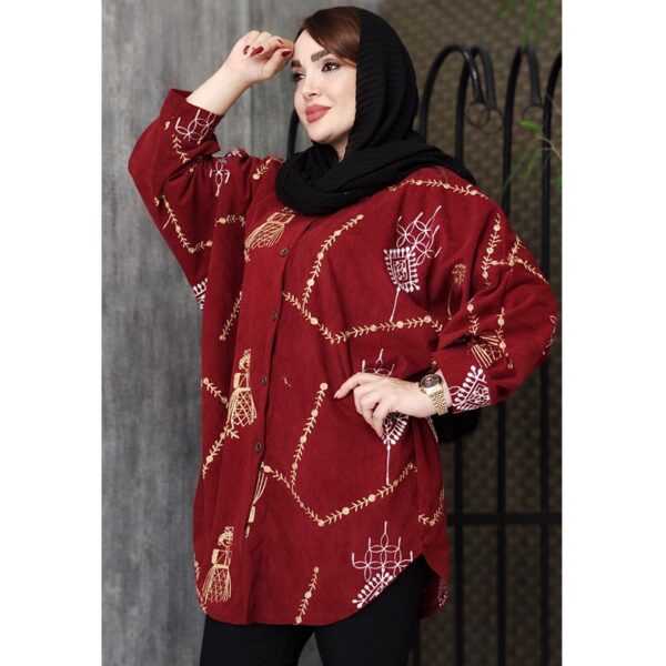 مانتو مخمل کبریتی طلاکوب پانچ - مانتو پاتریس رشت