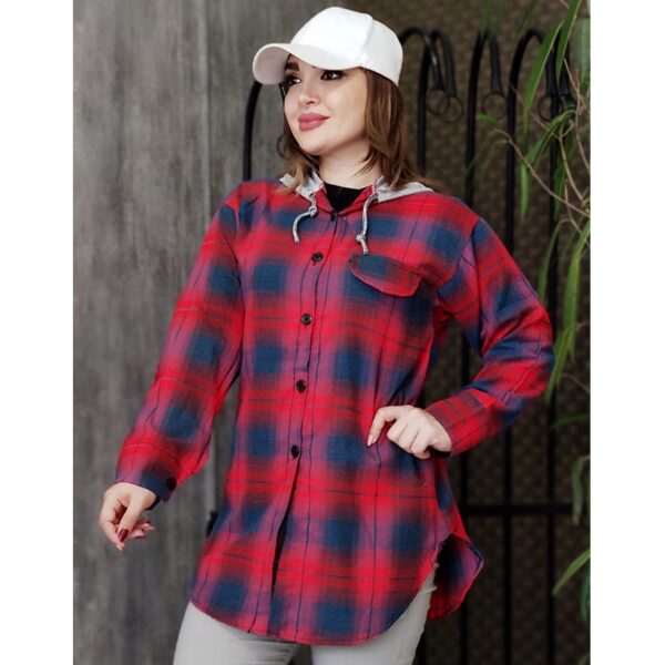 مانتو چهارخونه کلاهدار موهر