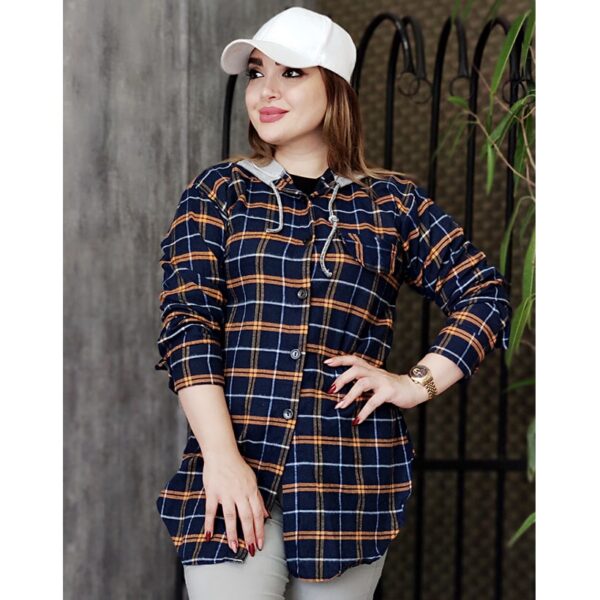 مانتو چهارخونه کلاهدار موهر