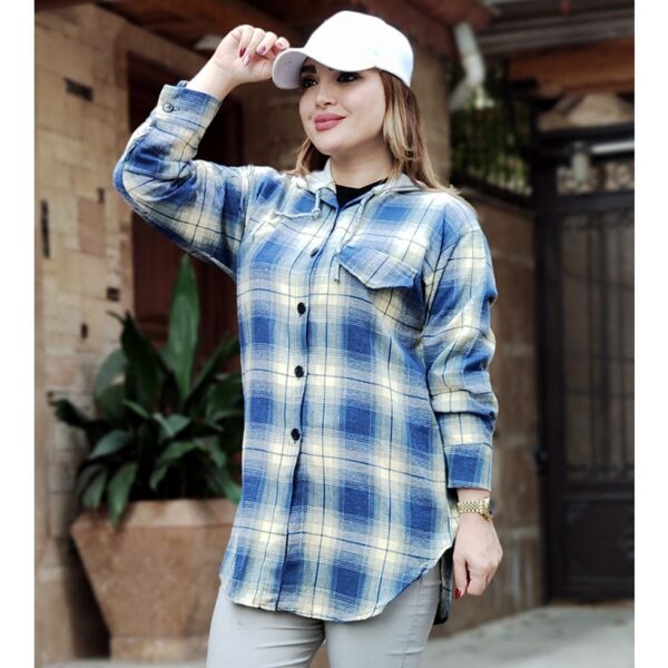 مانتو چهارخونه کلاهدار موهر