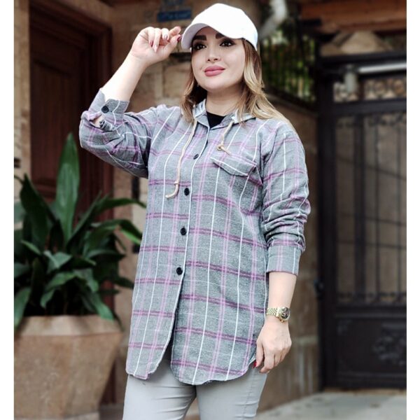 مانتو چهارخونه کلاهدار موهر