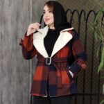 پالتو چهارخونه یقه خز داخل ببعی - مانتو پاتریس رشت