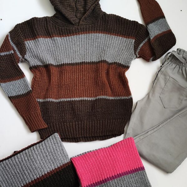 هودی بافت راه راه کوتاه - مانتو پاتریس رشت