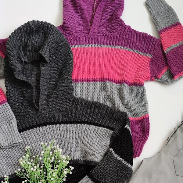 هودی بافت راه راه کوتاه - مانتو پاتریس رشت