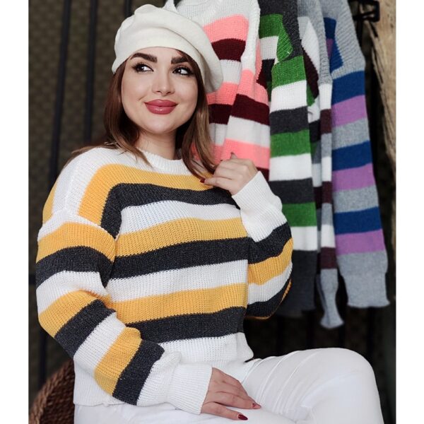 بلوز بافت کراپ راه راه - مانتو پاتریس رشت