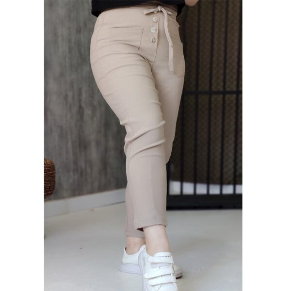 شلوار مام جلو جیب کرم 384001/7 - Image 3