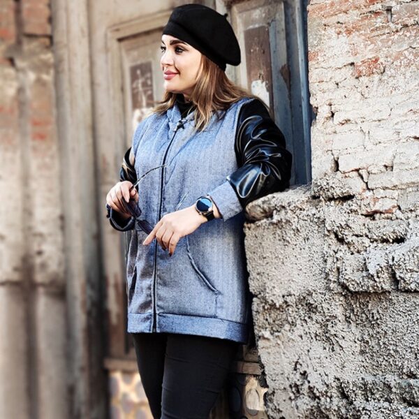 سویشرت آستین چرم توییت