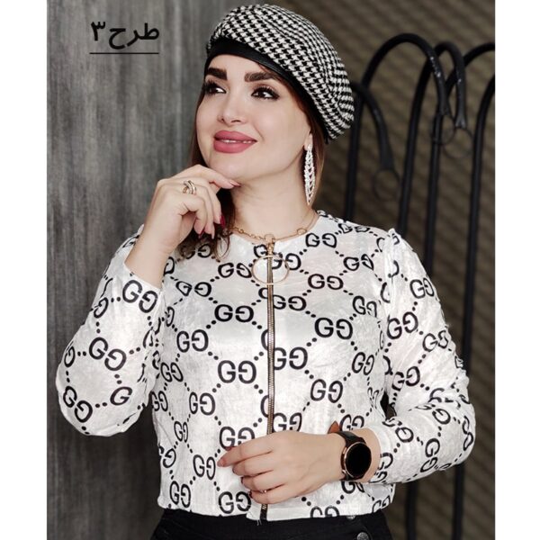 بلوز کراپ مخمل طرحدار - مانتو پاتریس رشت