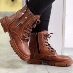 نیم بوت دو زیپ قهوه ای - مانتو پاتریس رشت