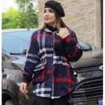 مانتو چهارخونه کلاهدار فوتر