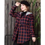 مانتو چهارخونه کلاهدار فوتر