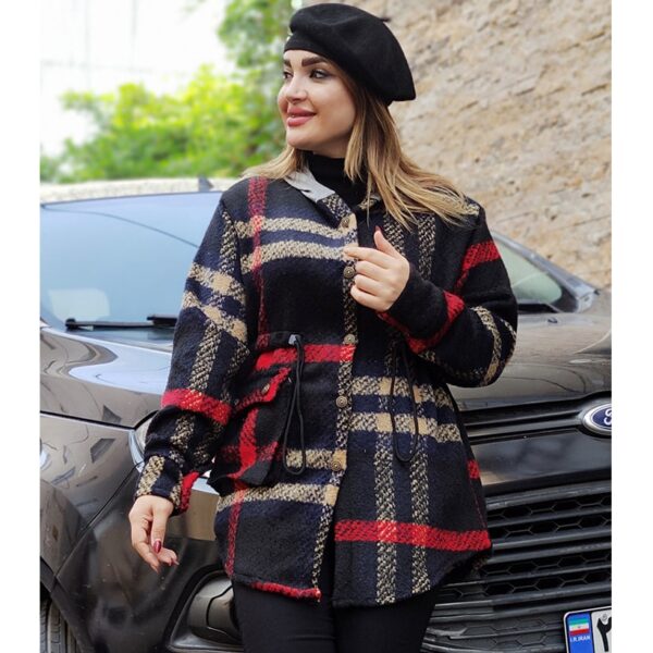 مانتو چهارخونه کلاهدار فوتر