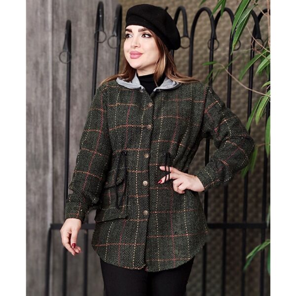 مانتو چهارخونه کلاهدار فوتر