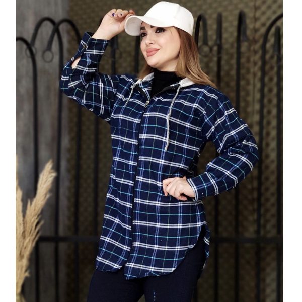 مانتو چهارخونه کلاهدار زیپی