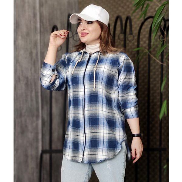 سویشرت چهارخونه کلاهدار