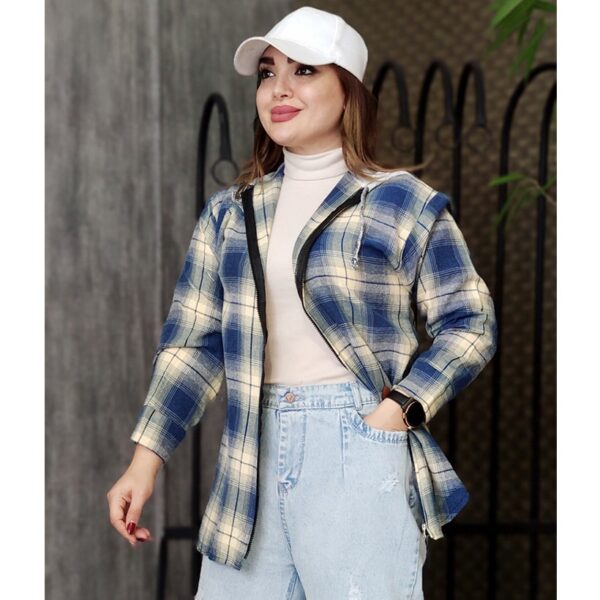 سویشرت چهارخونه کلاهدار