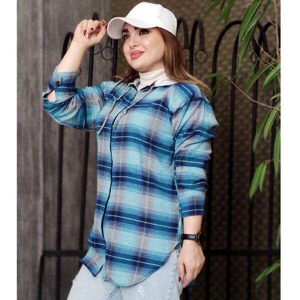 سویشرت چهارخونه کلاهدار