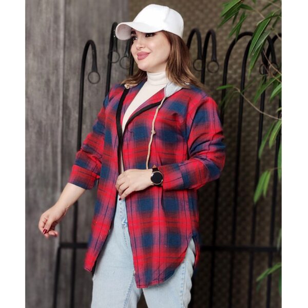 سویشرت چهارخونه کلاهدار