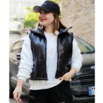 پافر نیم تنه چرم مشکی - مانتو پاتریس رشت
