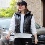 پافر نیم تنه چرم مشکی - مانتو پاتریس رشت