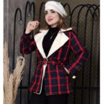 پالتو چهارخونه یقه خز - مانتو پاتریس رشت