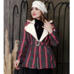 پالتو چهارخونه یقه خز - مانتو پاتریس رشت