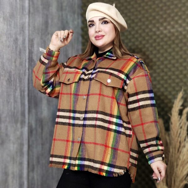 شکت چهارخونه ریش ریش - مانتو پاتریس رشت