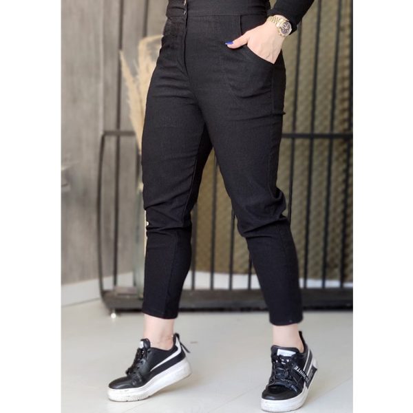 شلوار مام فیت کمر دکمه مشکی بنگال