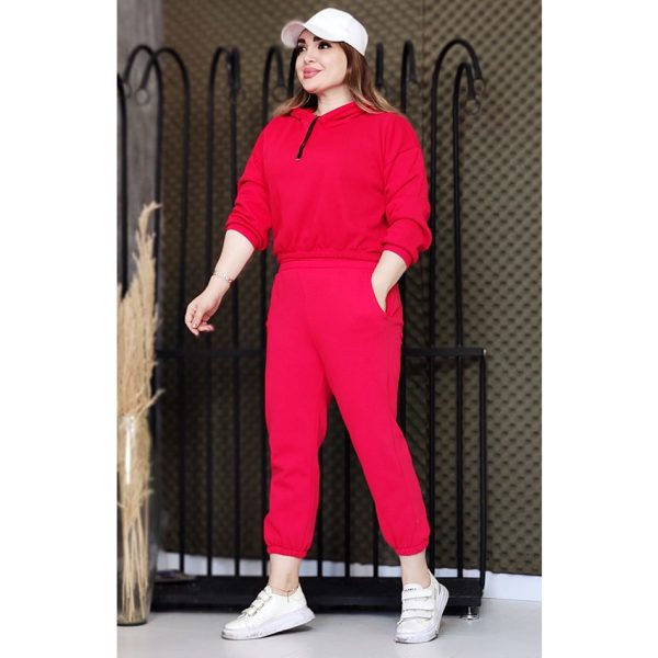 ست هودی کراپ و شلوار دورس رنگی