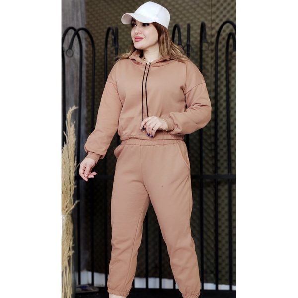 ست هودی کراپ و شلوار دورس رنگی