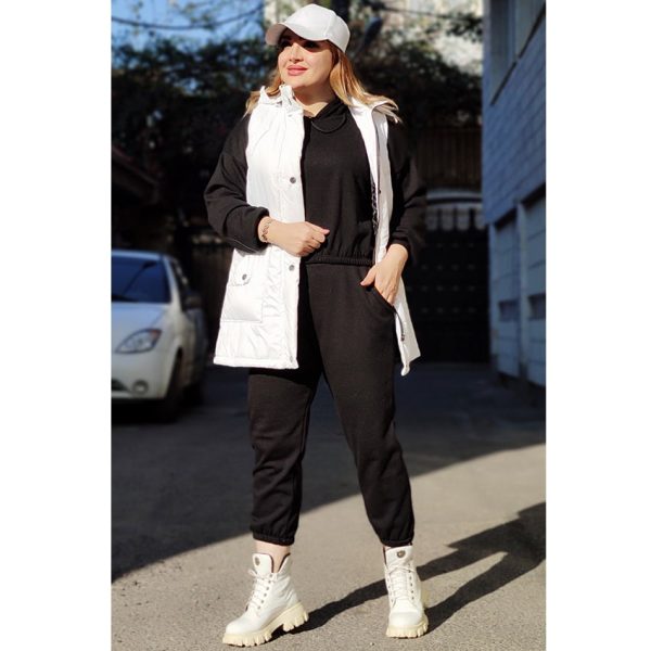 ست هودی کراپ و شلوار دورس رنگی