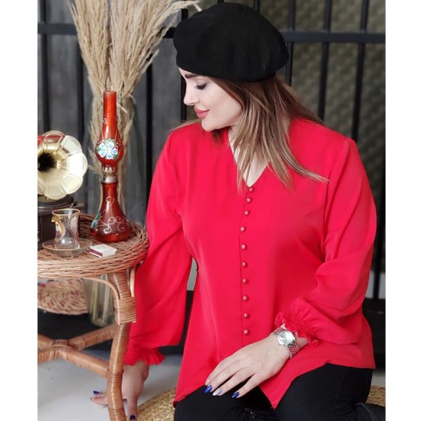 شومیز مچ کش کرپ قرمز یلدایی -