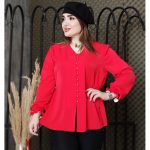 شومیز مچ کش کرپ قرمز یلدایی -