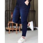 شلوار مام فیت کمر دکمه سرمه ای