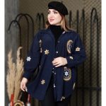 مانتو مخمل کبریتی طرحدار - مانتو پاتریس رشت
