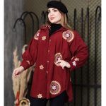 مانتو مخمل کبریتی طرحدار - مانتو پاتریس رشت