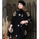 مانتو مخمل کبریتی طرحدار - مانتو پاتریس رشت