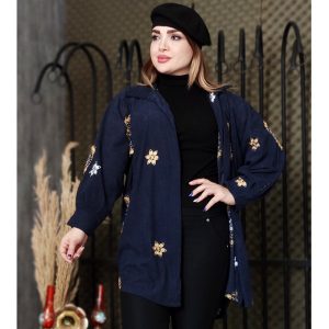 مانتو مخمل کبریتی طرحدار - مانتو پاتریس رشت