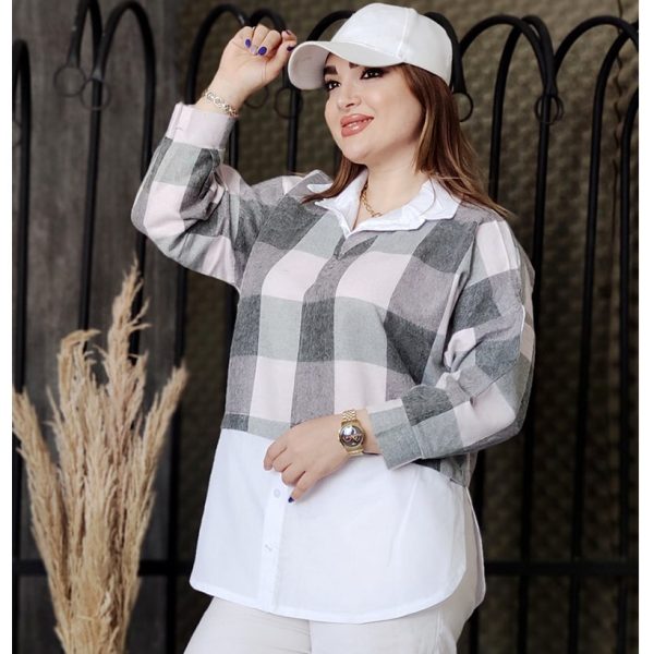 شومیز دو تیکه موهر چهارخونه - مانتو پاتریس رشت