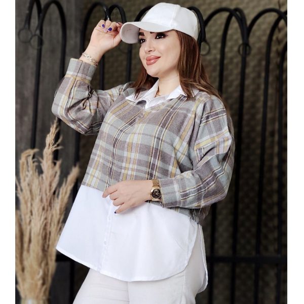 شومیز دو تیکه موهر چهارخونه - مانتو پاتریس رشت