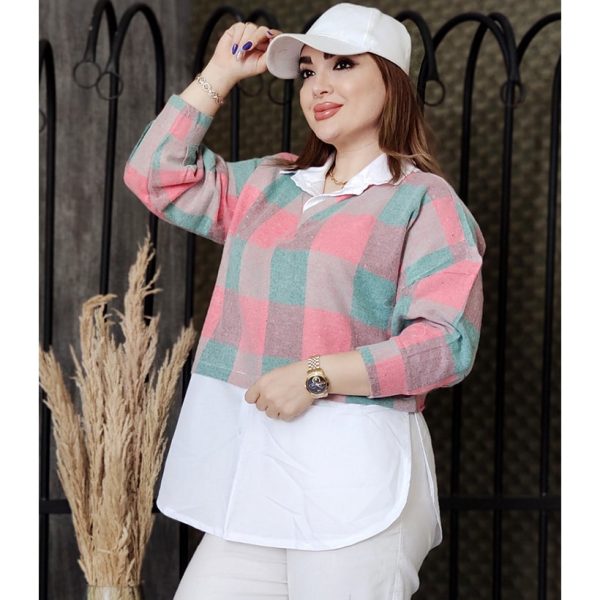 شومیز دو تیکه موهر چهارخونه - مانتو پاتریس رشت